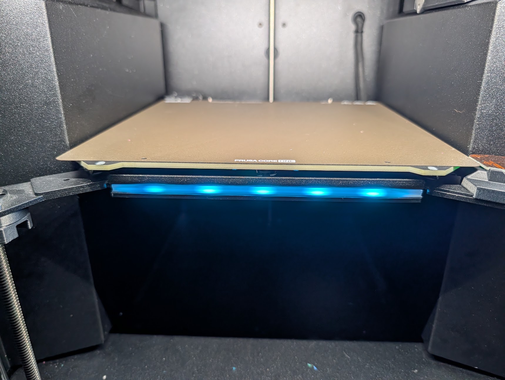 Blue LED strip under the bed