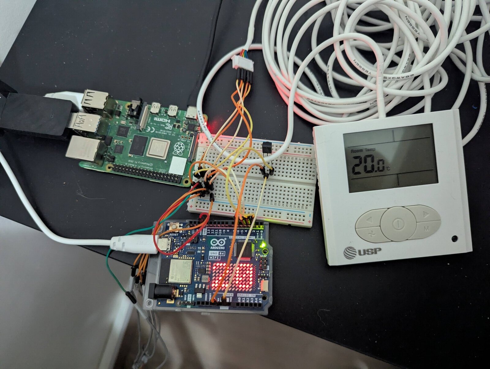 The interim production setup - Arduino only, Bus Pirate retired